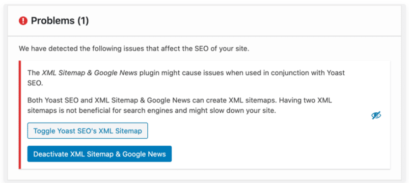 Deactivate XML Sitemap & Google News