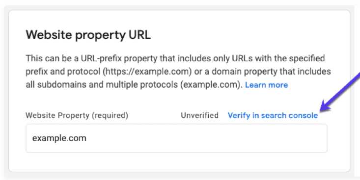 Website property URL