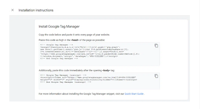 Google Tag Manager code