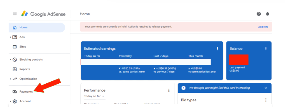 how to add bank account in Google adSense1