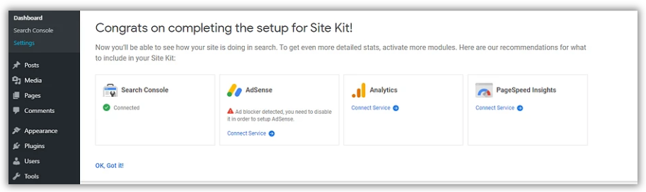 how to use the Google site kit wordPress plugin7