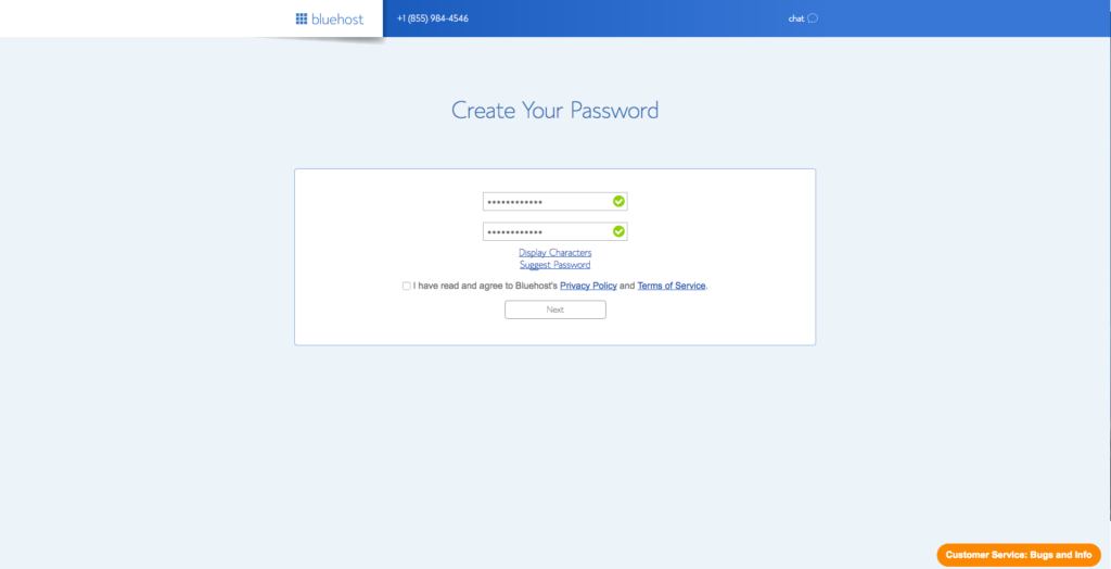 Create your password