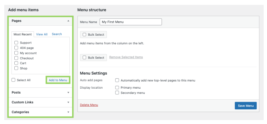 how to create a menu bar on a wordpress site1